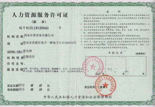 首批获得《劳务派遣经营许可证》的企业